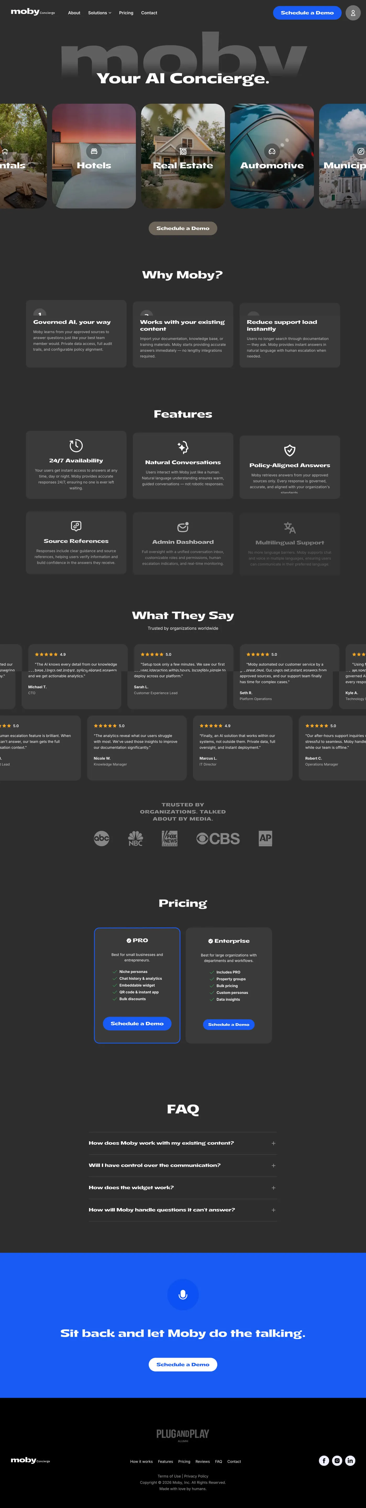 MOBY – AUTOMATED HOSPITALITY full page website screenshot