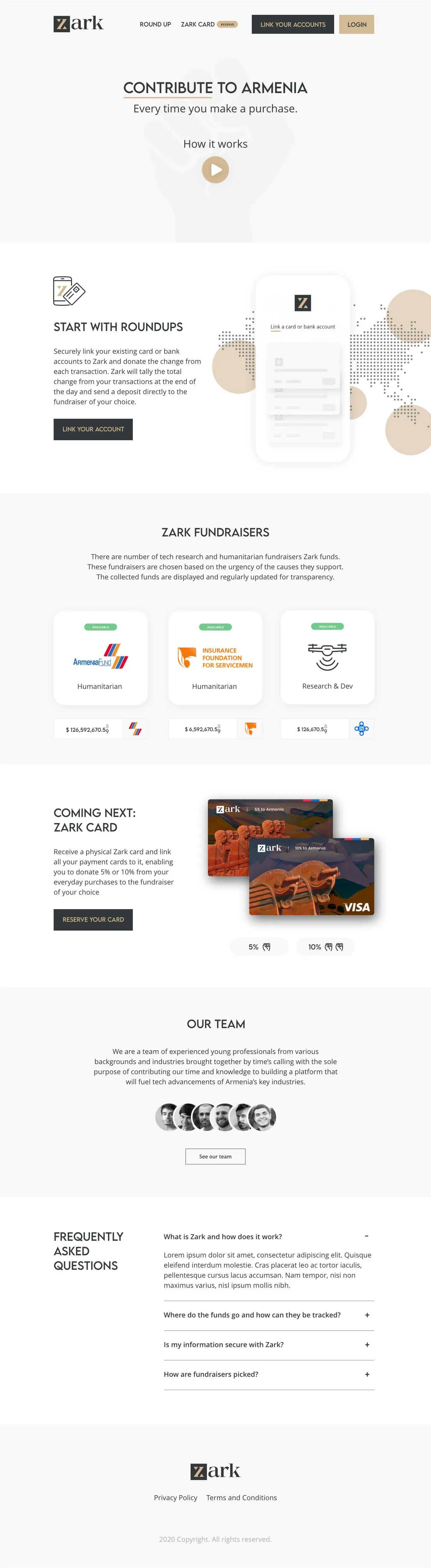 Zark – MICRO-GIVING full page website screenshot